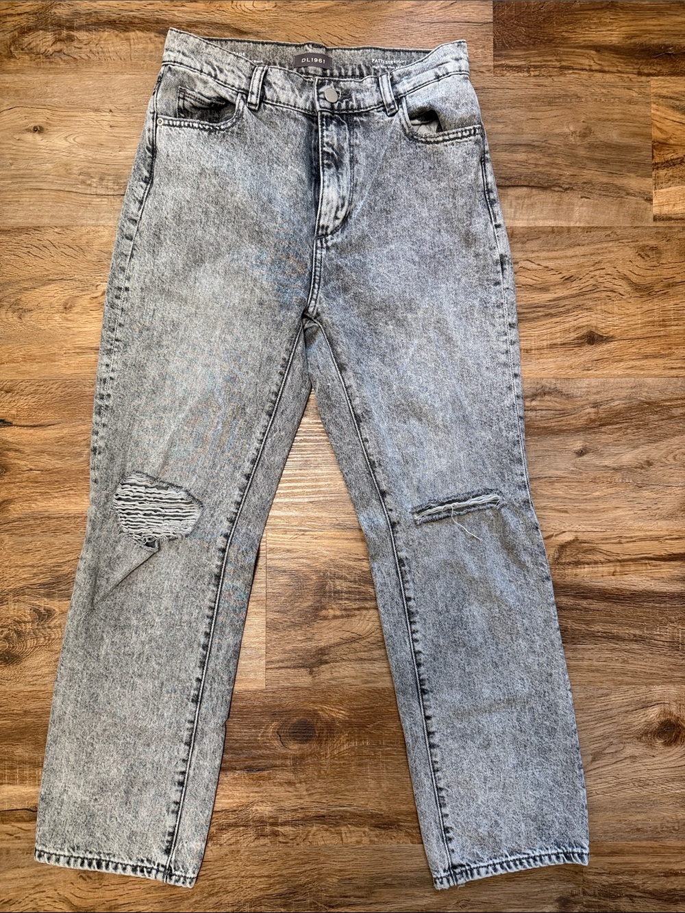 DL1961 Patti High-Rise Cropped Straight-Leg Jeans - Faded Black /Gray Wash 24
